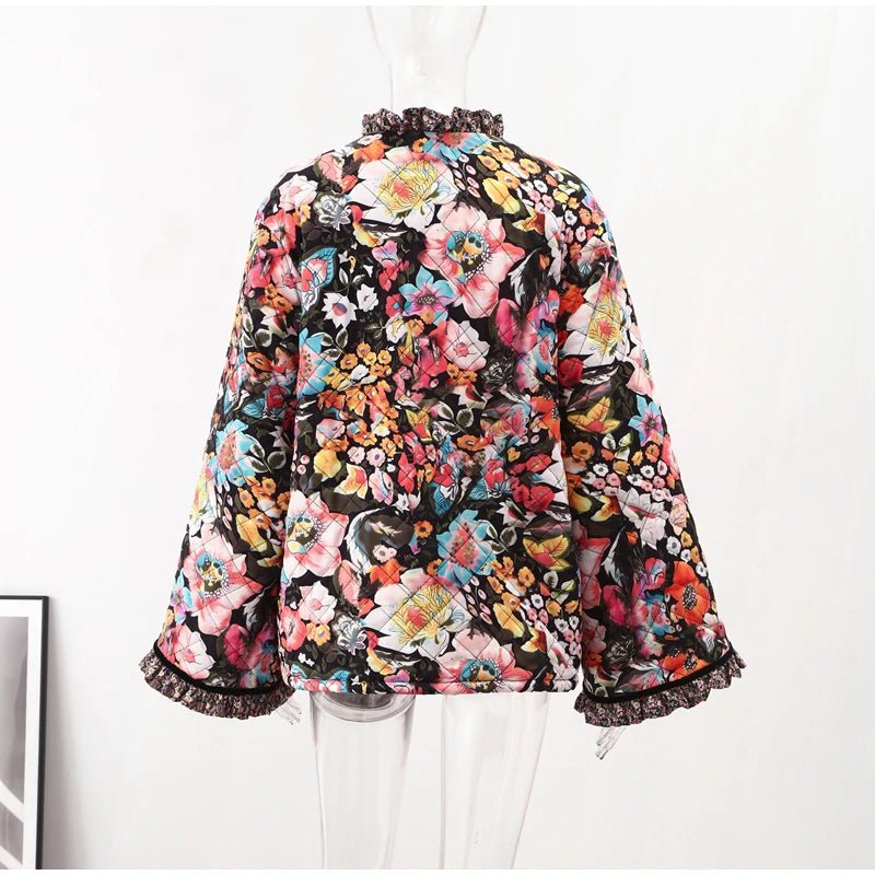 Floral Ruffled Edges Thick Jacket - Kelly Obi New York