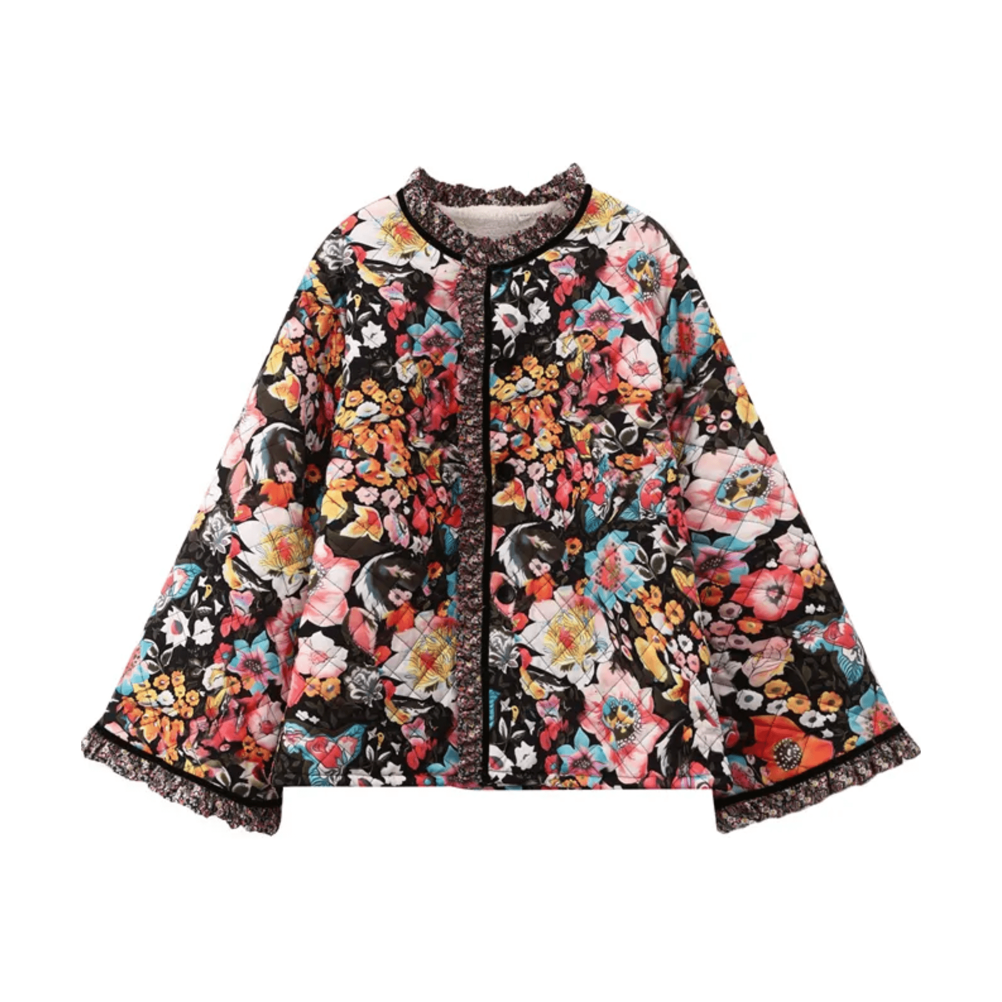 Floral Ruffled Edges Thick Jacket - Kelly Obi New York