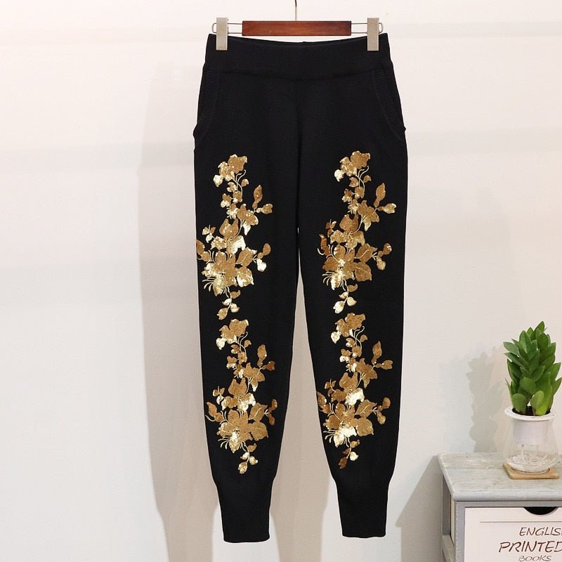 Floral Sequins Top + Trouser Set - Kelly Obi New York