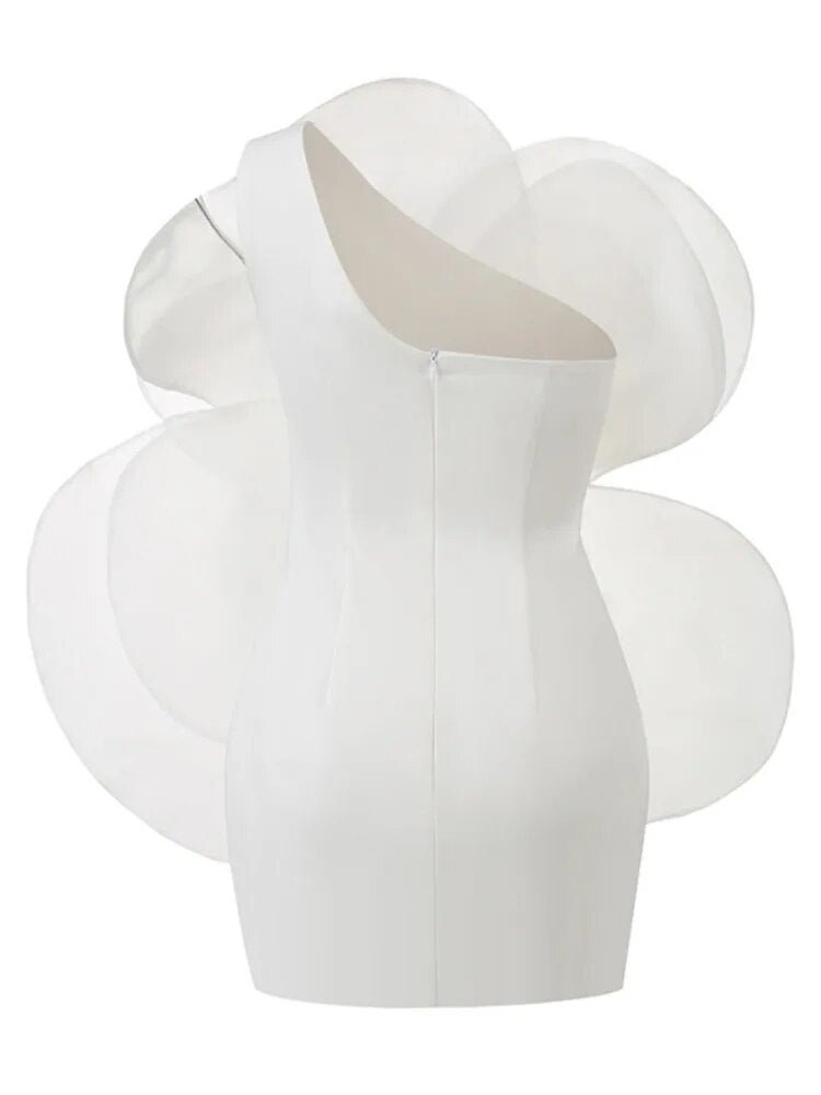 Floral Tie Diagonal Shoulder Dress - Kelly Obi New York
