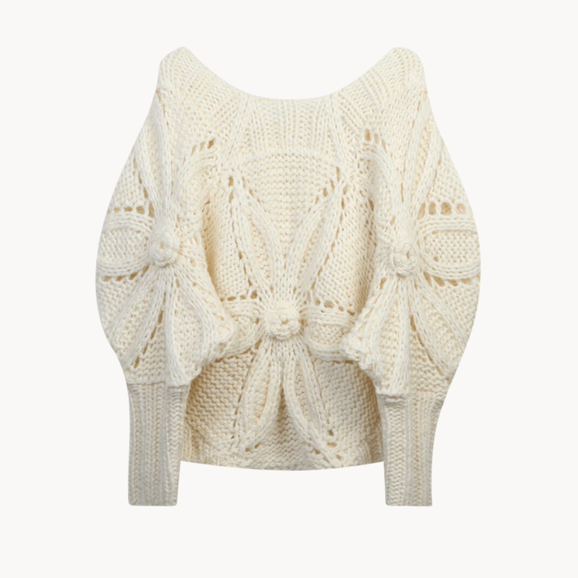 Flower Knit Puff Sleeve Sweater - Kelly Obi New York