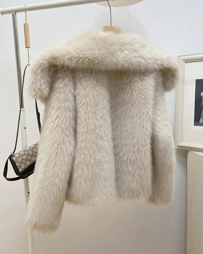 Fluffy Faux Fox Short Overcoat - Kelly Obi New York