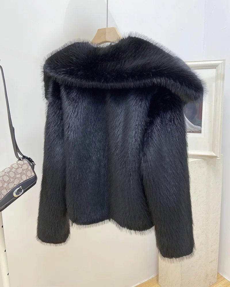 Fluffy Faux Fox Short Overcoat - Kelly Obi New York