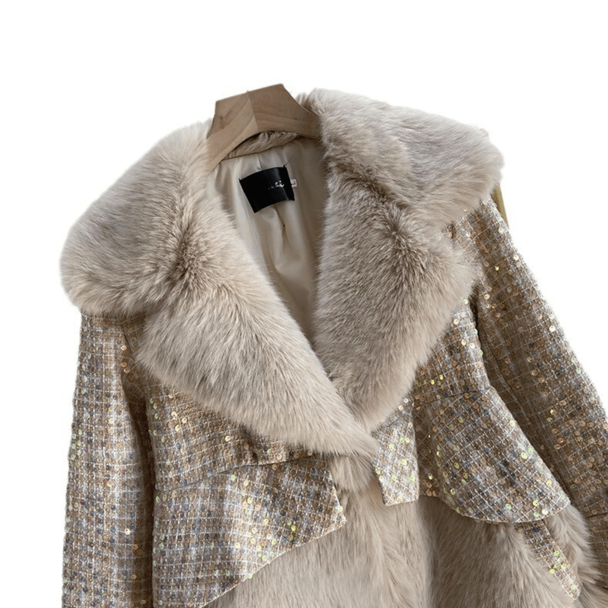 Fluffy Sequined Faux Fur Coat - Kelly Obi New York