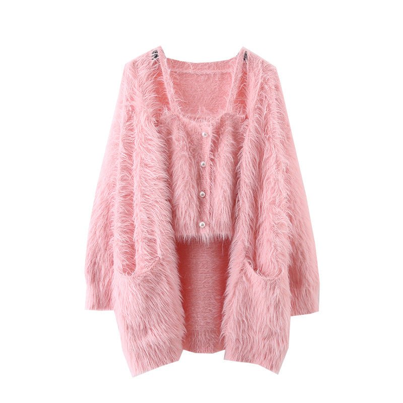 Fluffy Sleeveless Crop Top + Sweater Set - Kelly Obi New York