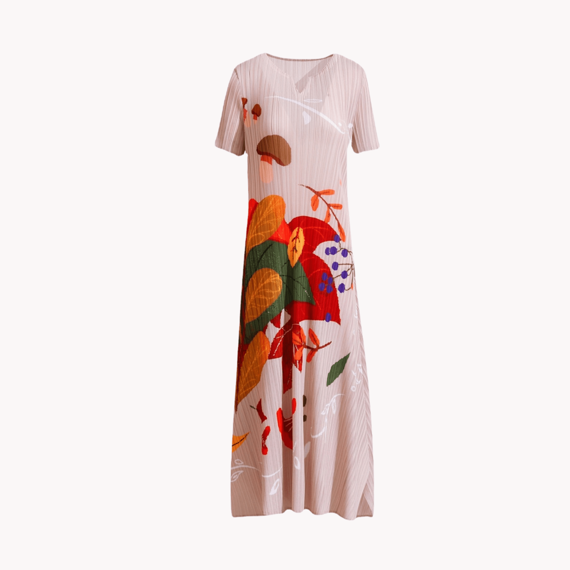 Forage Print Slim-Fit Pleated Dress - Kelly Obi New York