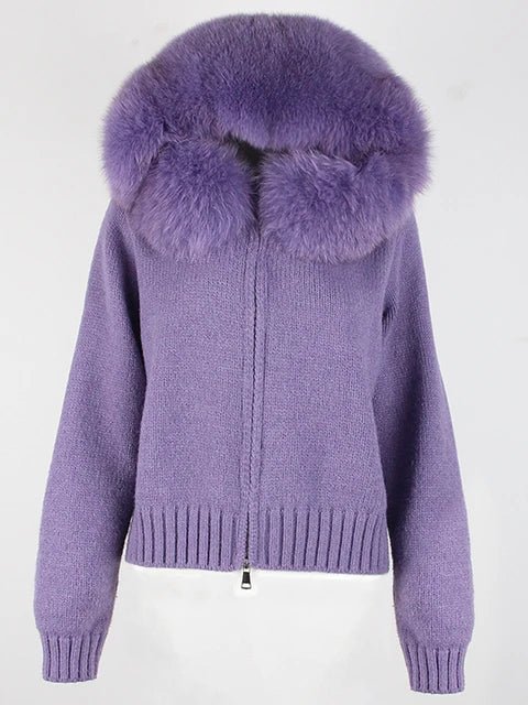 Fox Fur Collar Knit Sweater - Kelly Obi New York