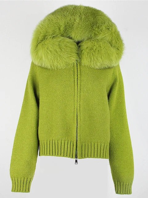 Fox Fur Collar Knit Sweater - Kelly Obi New York