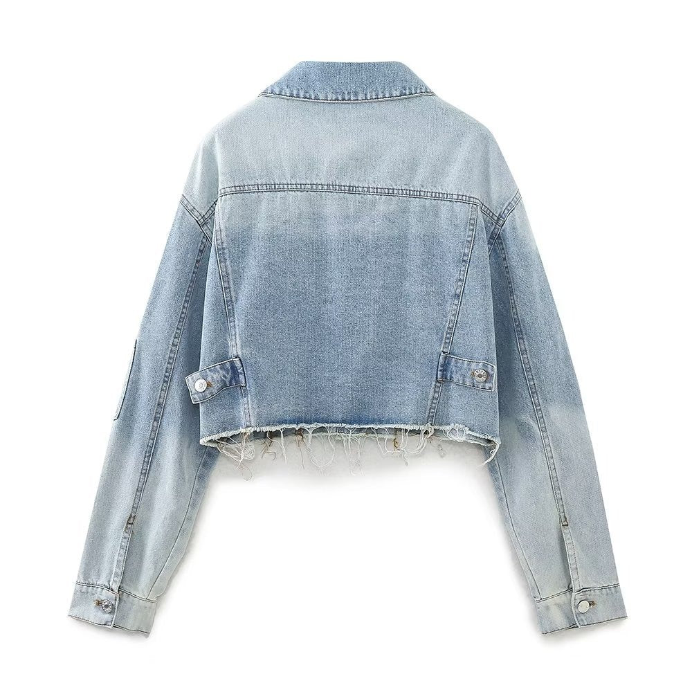 Frayed Hem Denim Short Jacket - Kelly Obi New York