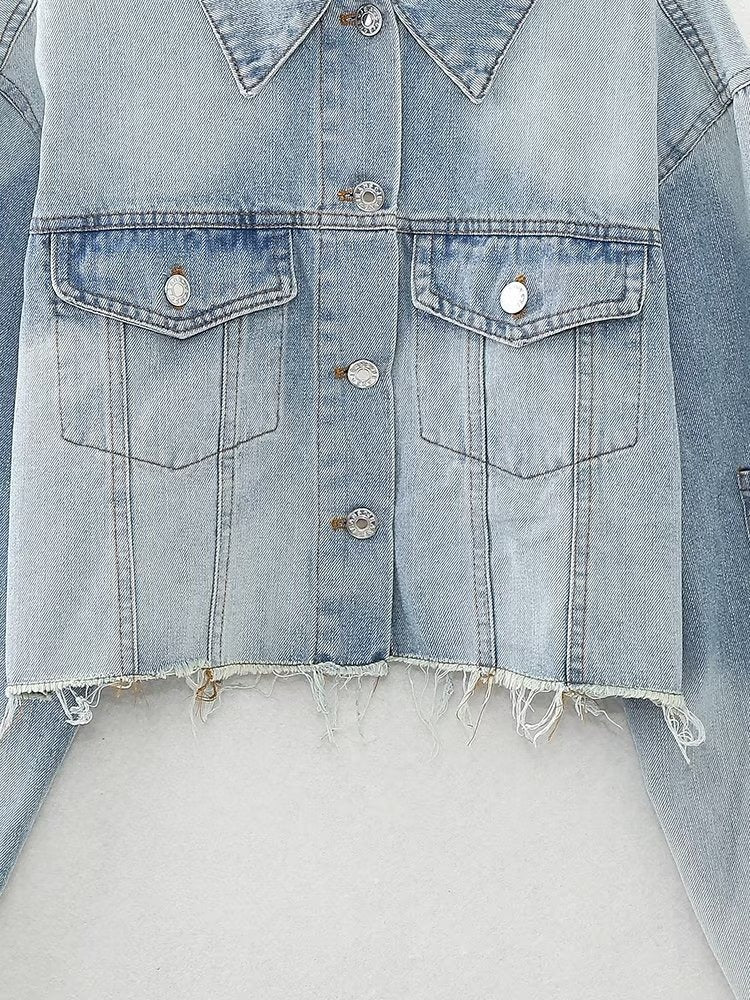 Frayed Hem Denim Short Jacket - Kelly Obi New York