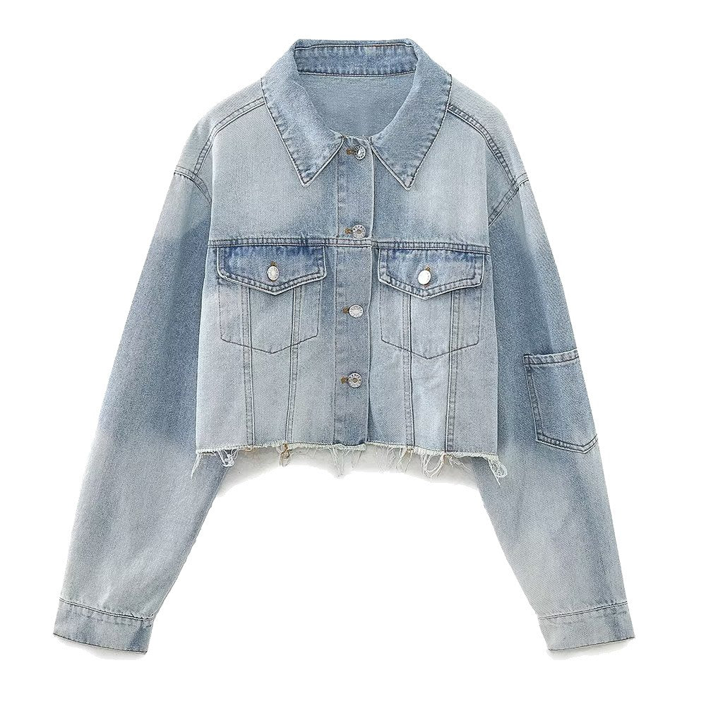 Frayed Hem Denim Short Jacket - Kelly Obi New York