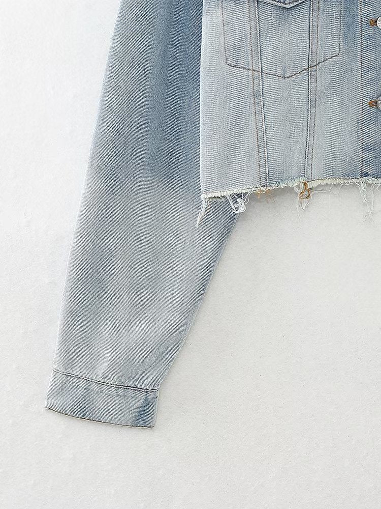 Frayed Hem Denim Short Jacket - Kelly Obi New York