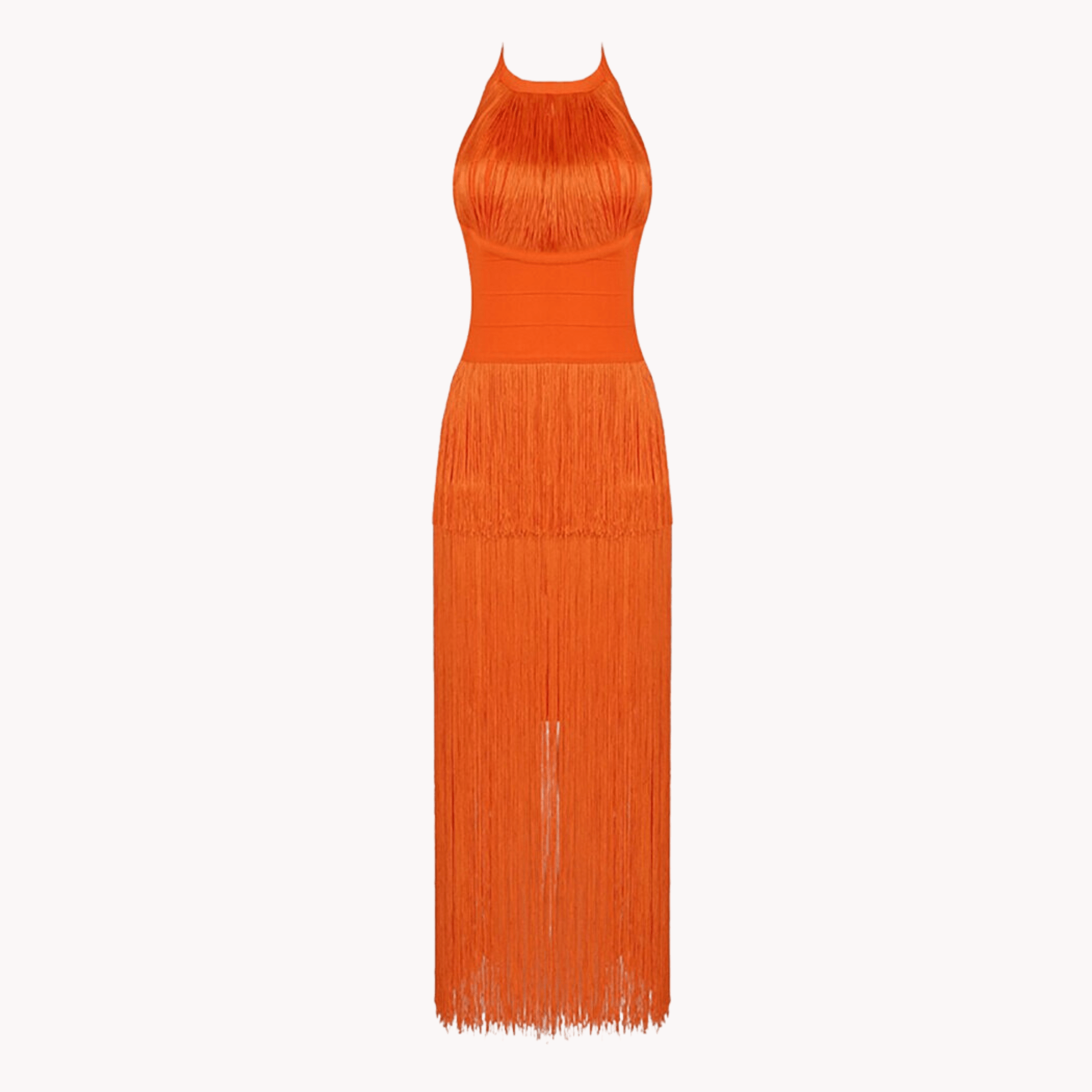 Fringe Halterneck Backless Dress - Kelly Obi New York