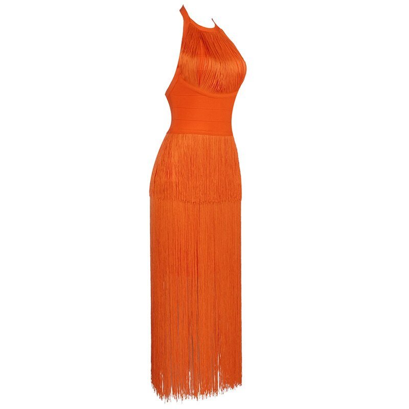 Fringe Halterneck Backless Dress - Kelly Obi New York