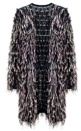 Fringe Knitted Mohair Coat - Kelly Obi New York