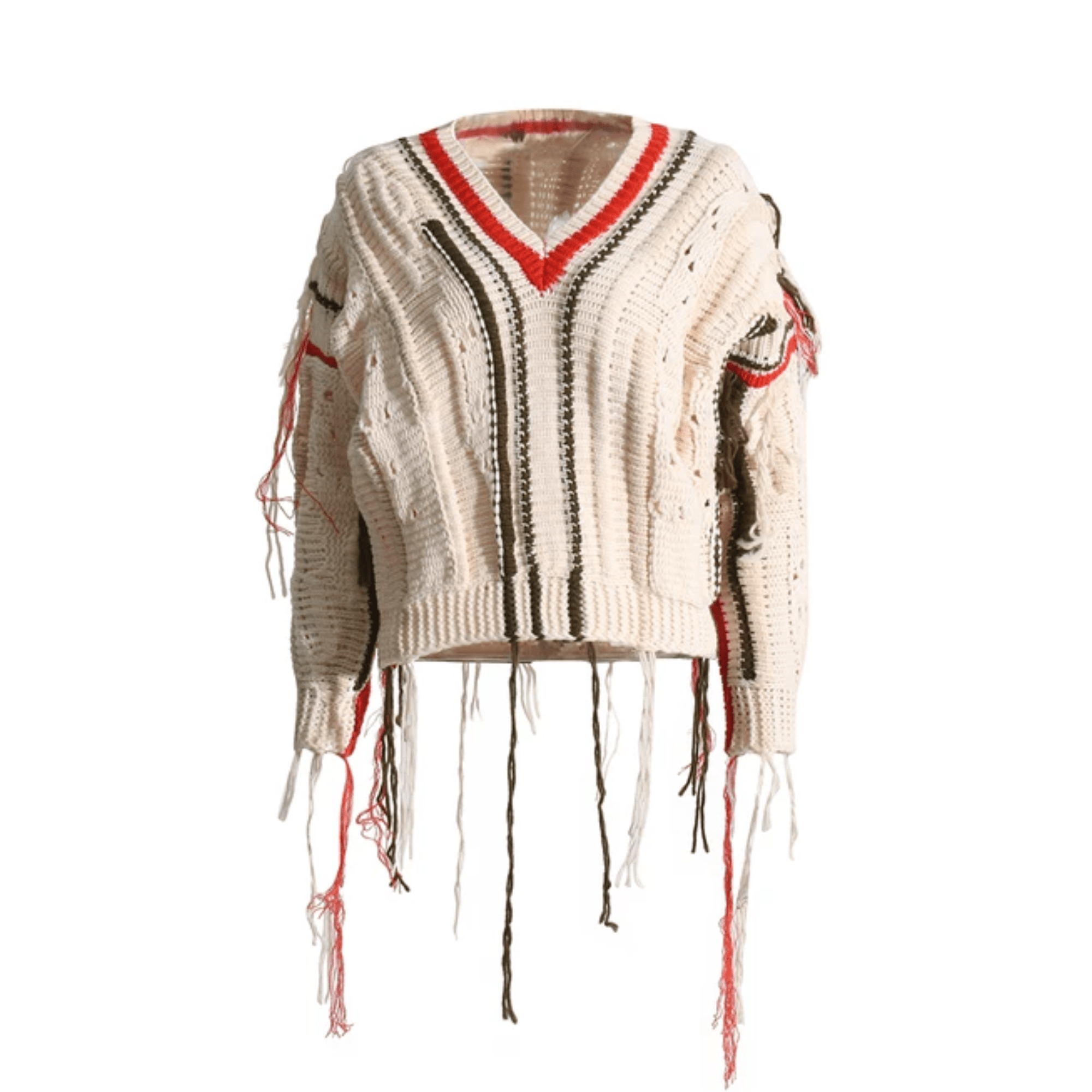 Fringe Long Tassels Knit Sweater - Kelly Obi New York