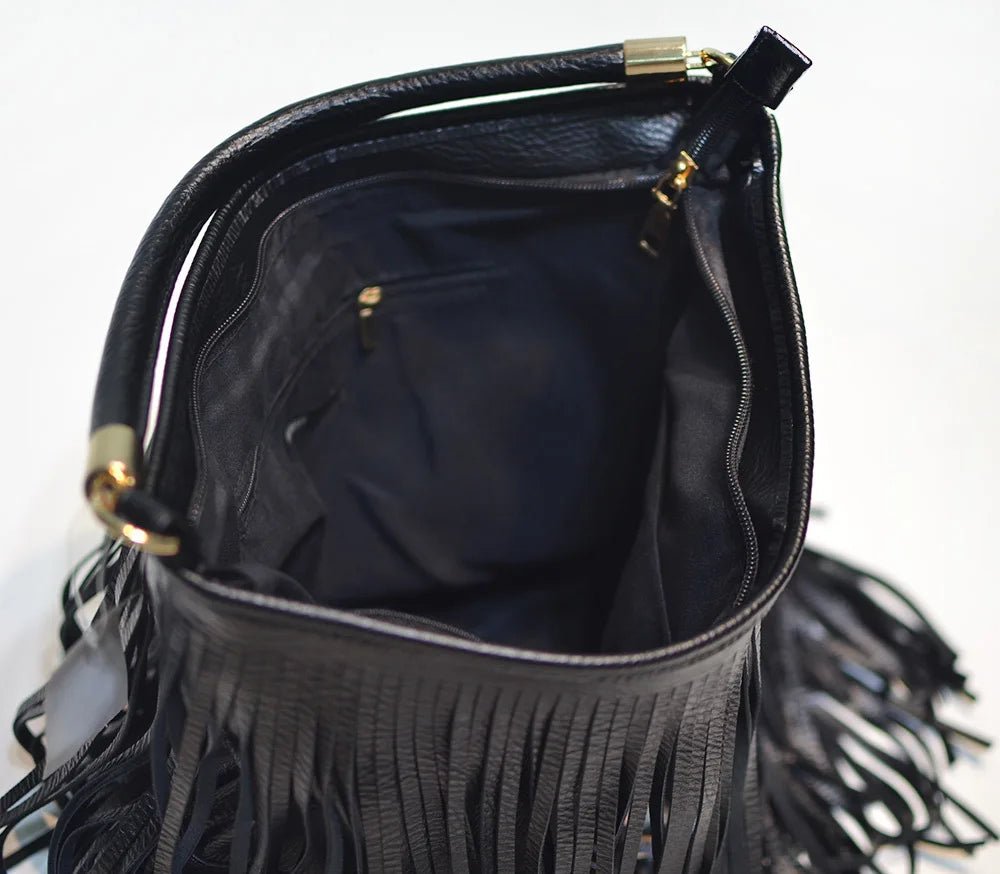 Fringed Leather Shoulder Bag - Kelly Obi New York