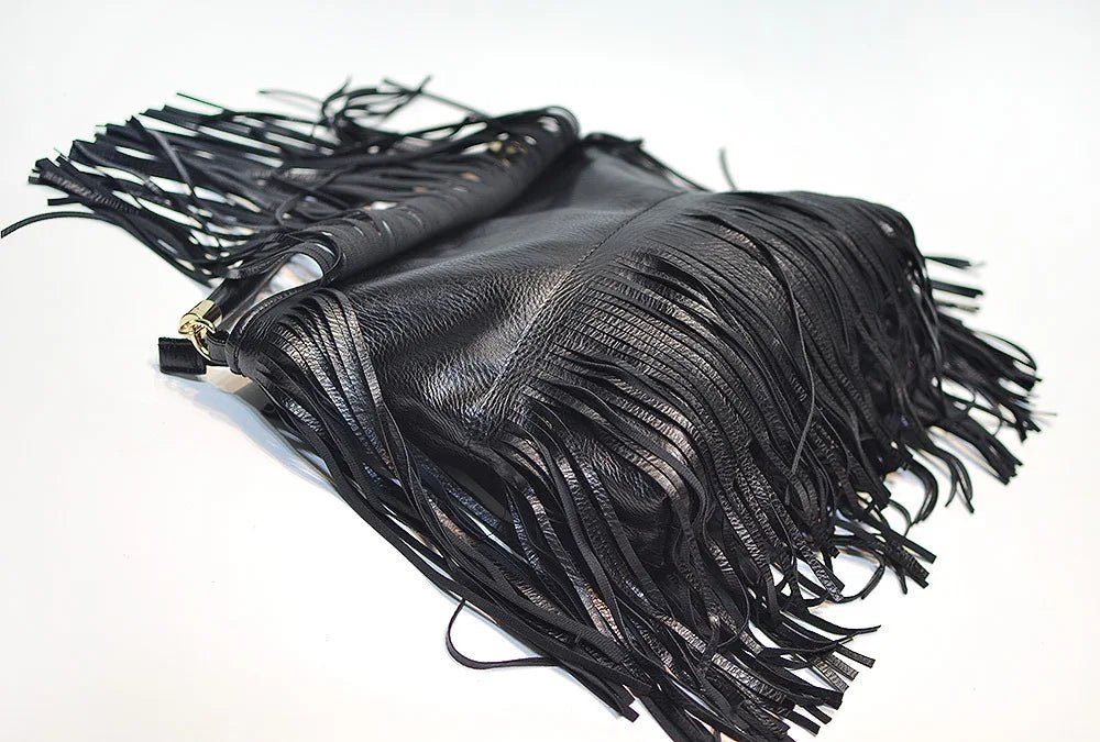 Fringed Leather Shoulder Bag - Kelly Obi New York