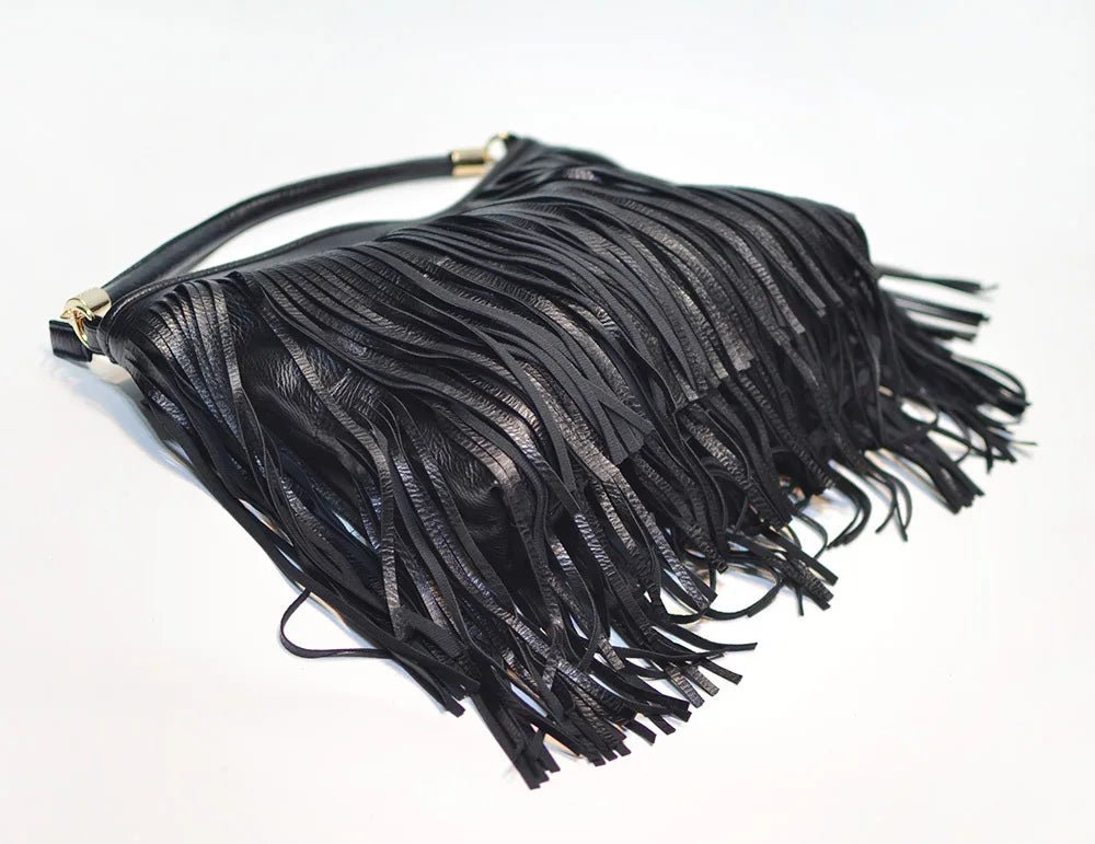 Fringed Leather Shoulder Bag - Kelly Obi New York