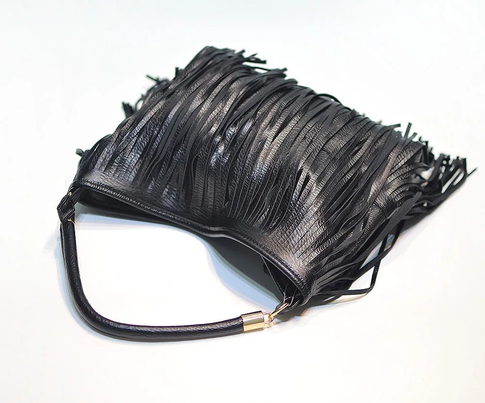 Fringed Leather Shoulder Bag - Kelly Obi New York