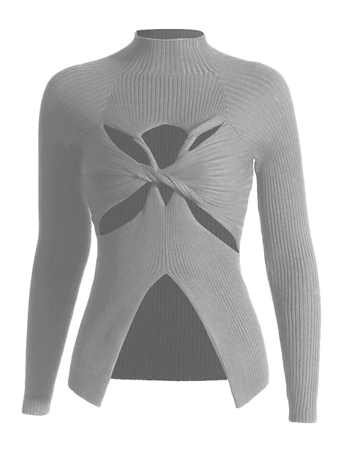 Front Crisscross Hollow Out Knit Sweaters - Kelly Obi New York