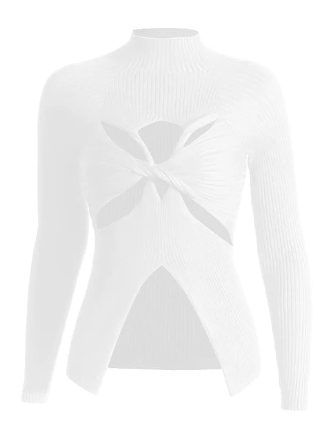 Front Crisscross Hollow Out Knit Sweaters - Kelly Obi New York