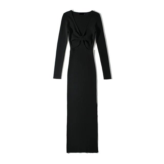 Front Knot Knitted Midi Dress - Kelly Obi New York