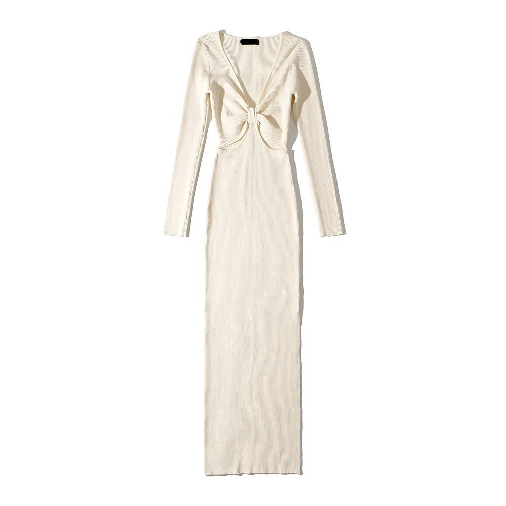 Front Knot Knitted Midi Dress - Kelly Obi New York