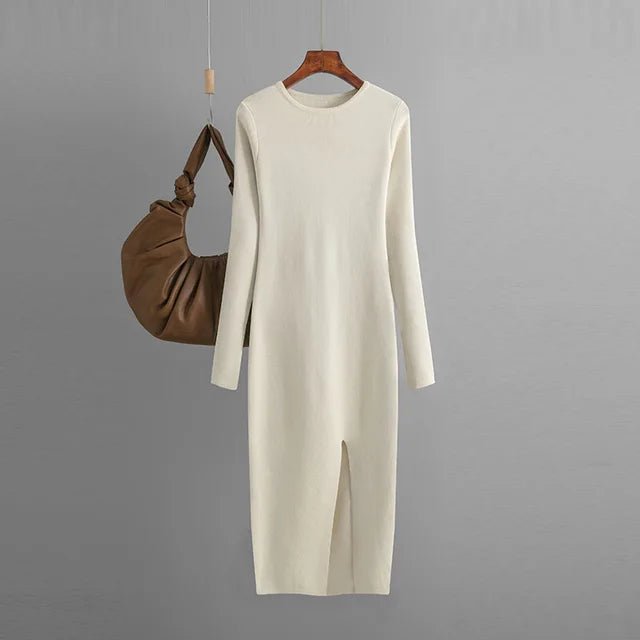 Front Slit Knitted Sweater Dress - Kelly Obi New York