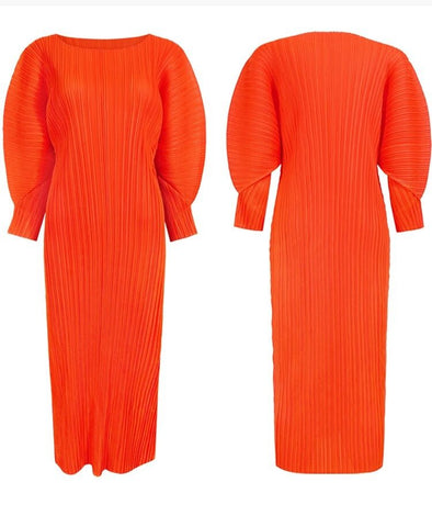 Full Color Pleated Dress - Kelly Obi New York