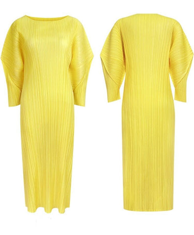 Full Color Pleated Dress - Kelly Obi New York