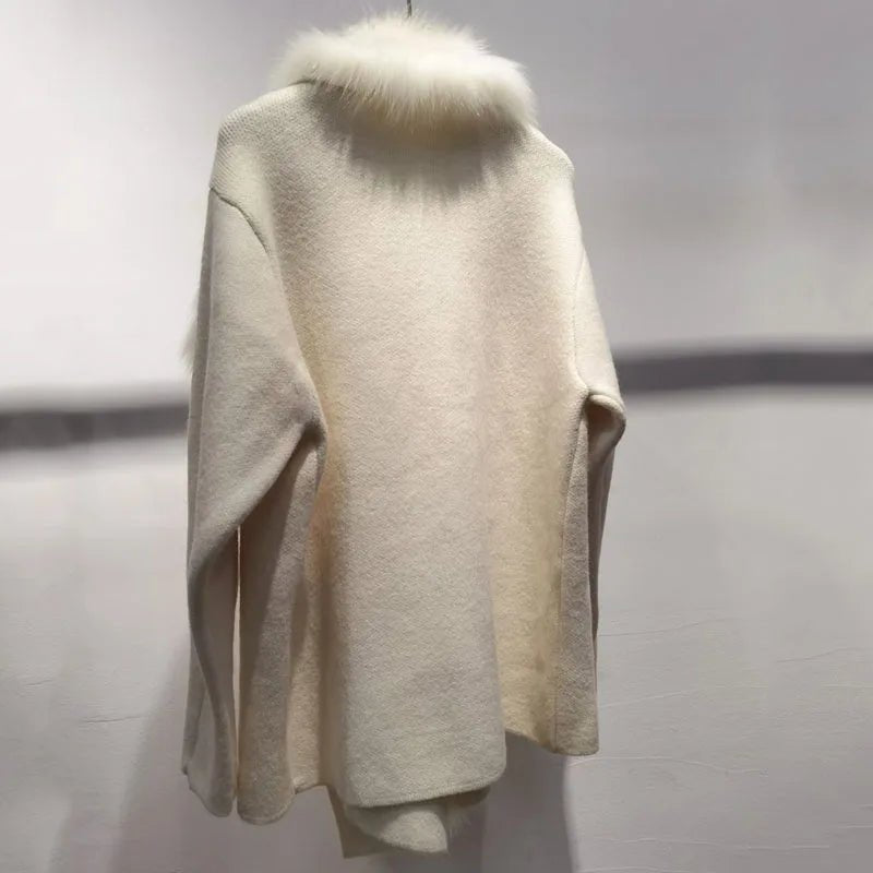 Fur Lapel Knit Coat - Kelly Obi New York