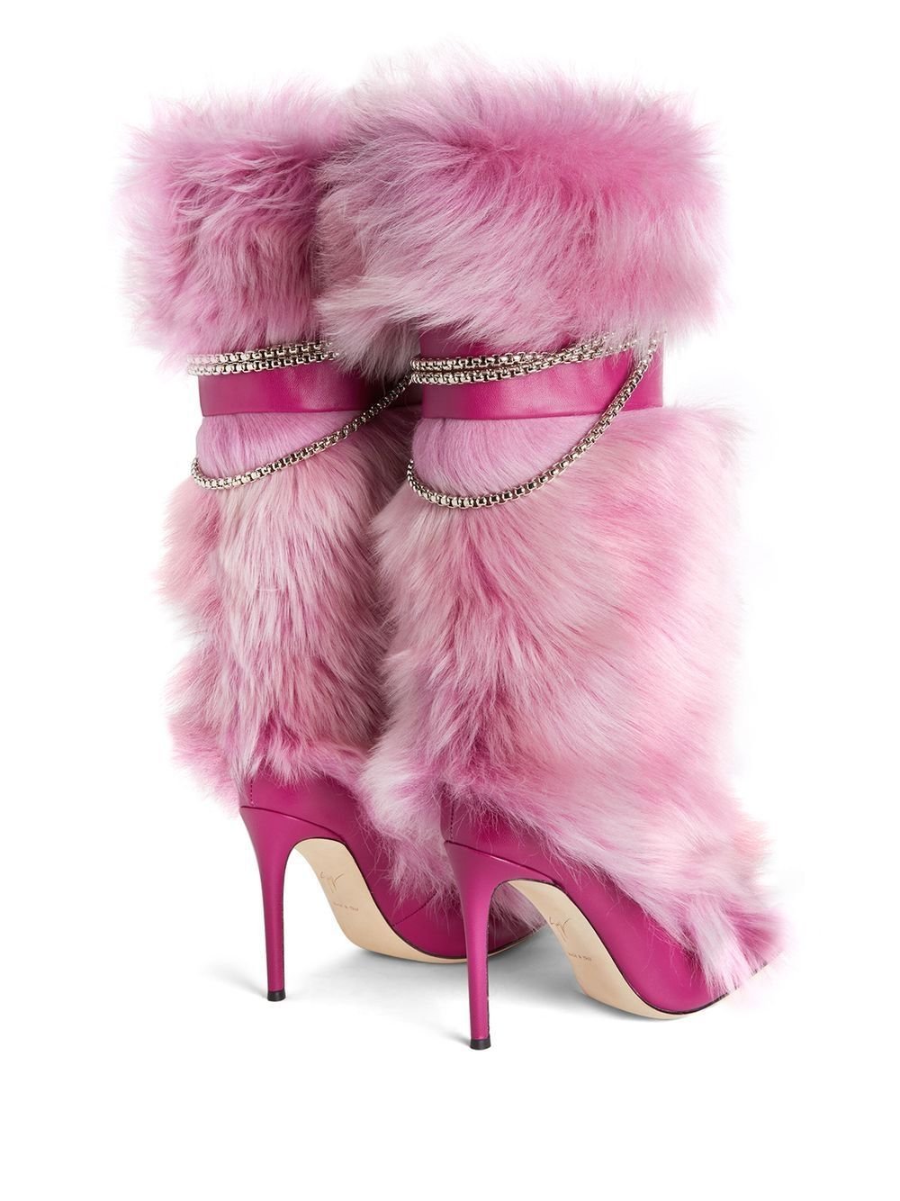 Furry Leather Chained Leg Stiletto - Kelly Obi New York