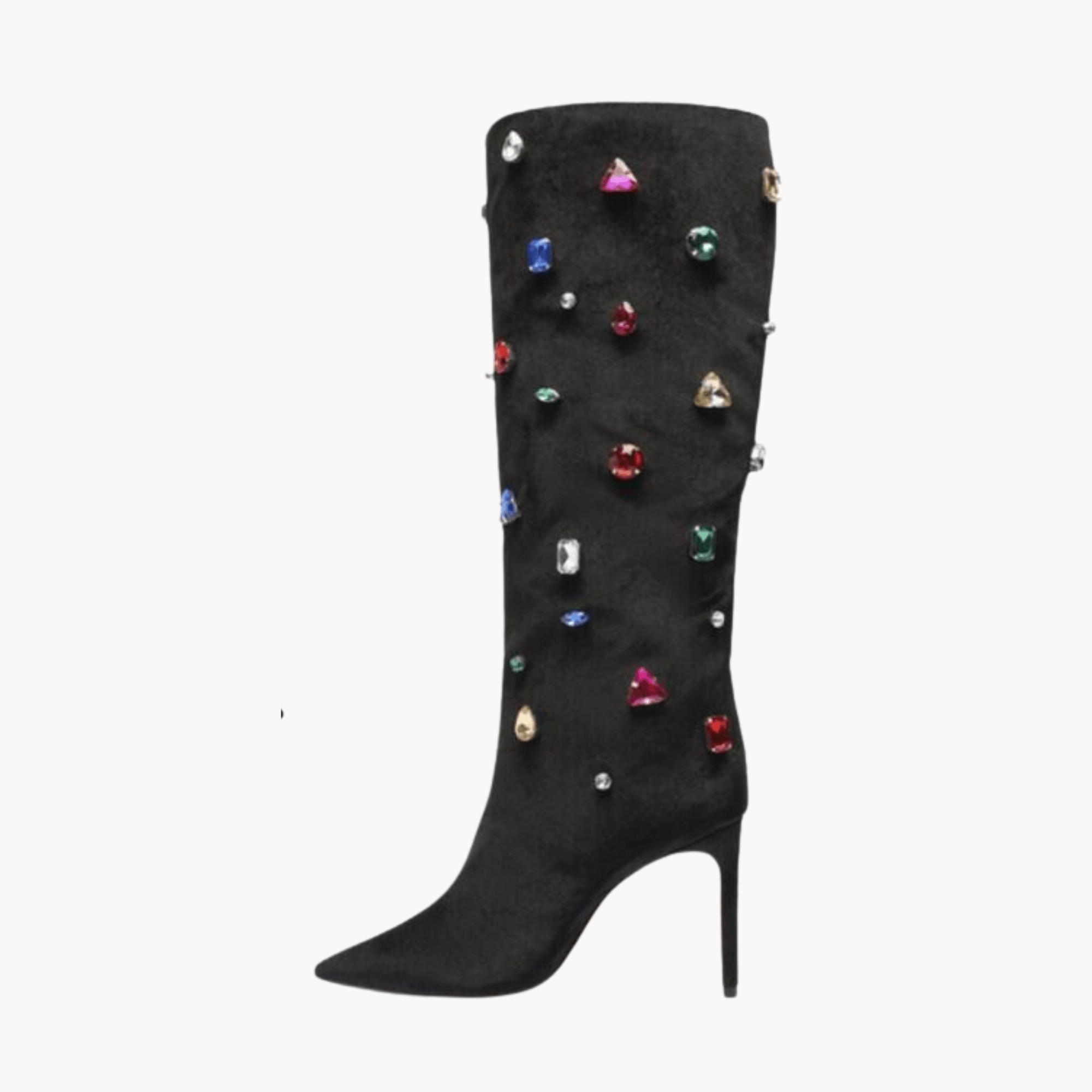 Gemstones Embellished Knee-High Boots - Kelly Obi New York