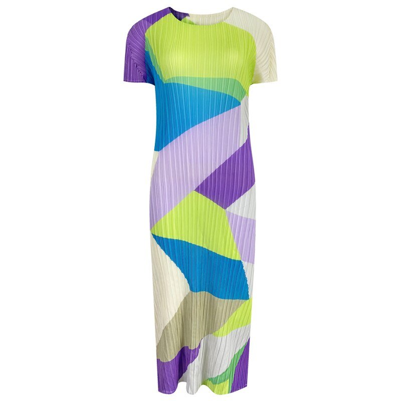 Geo Print Pleated Dress - Kelly Obi New York