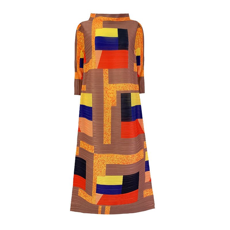 Geometric Pleated Dress - Kelly Obi New York