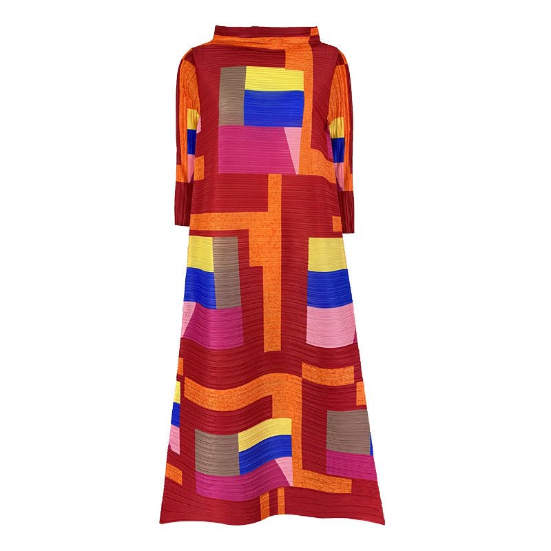 Geometric Pleated Dress - Kelly Obi New York