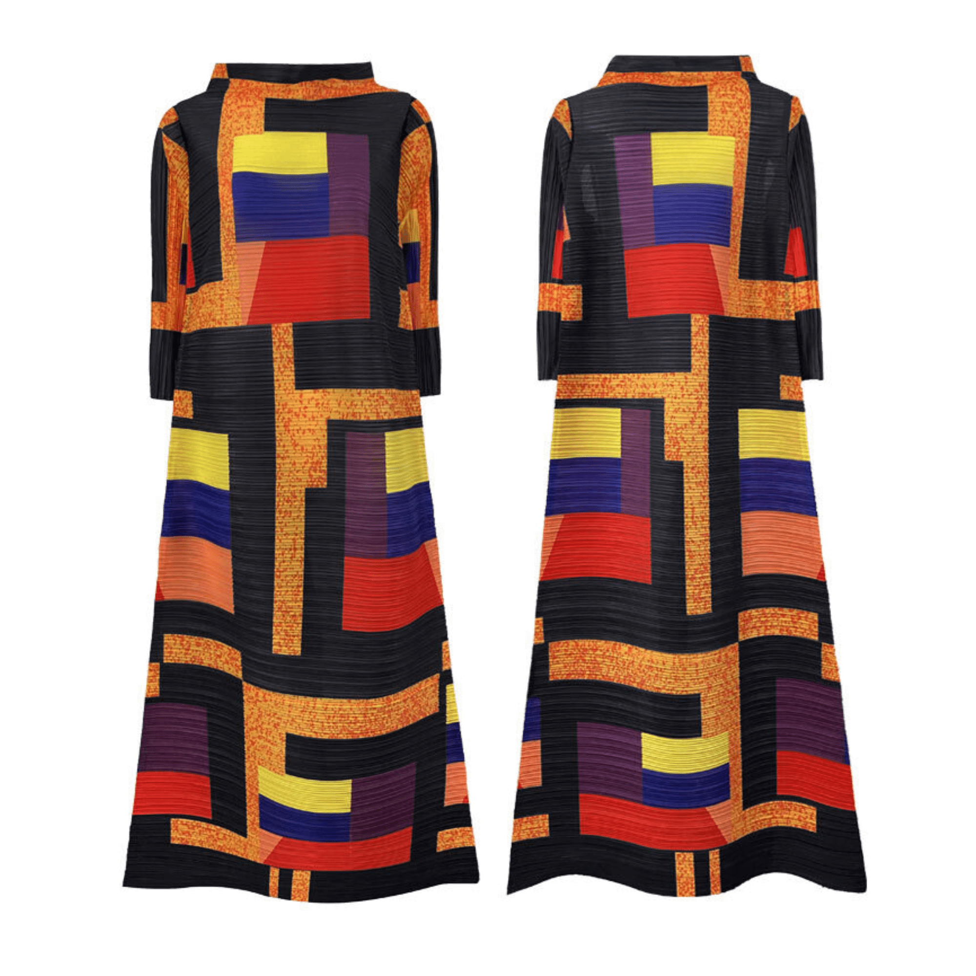 Geometric Pleated Dress - Kelly Obi New York