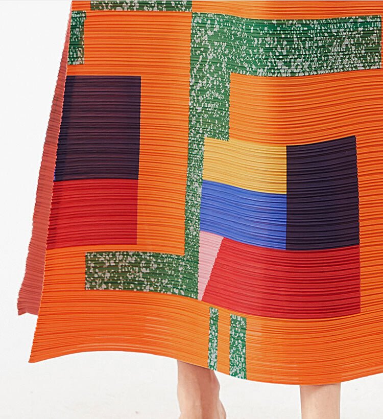 Geometric Pleated Dress - Kelly Obi New York