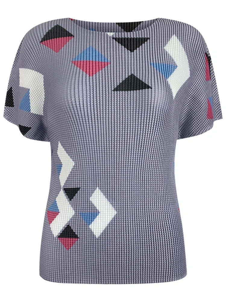 Geometric Shapes Pleated Top - Kelly Obi New York