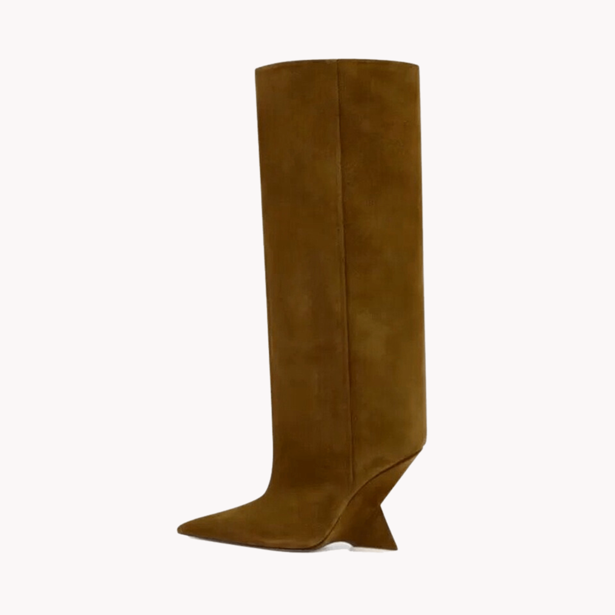 Geometrical Heel Pointed Knee-High Boots - Kelly Obi New York