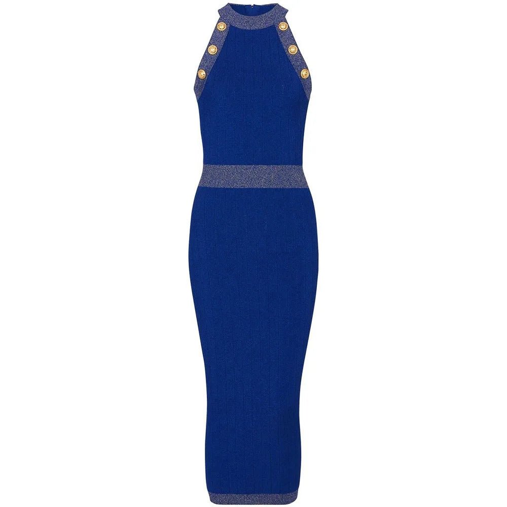 Glam Halterneck Sleeveless Knitted Dress - Kelly Obi New York