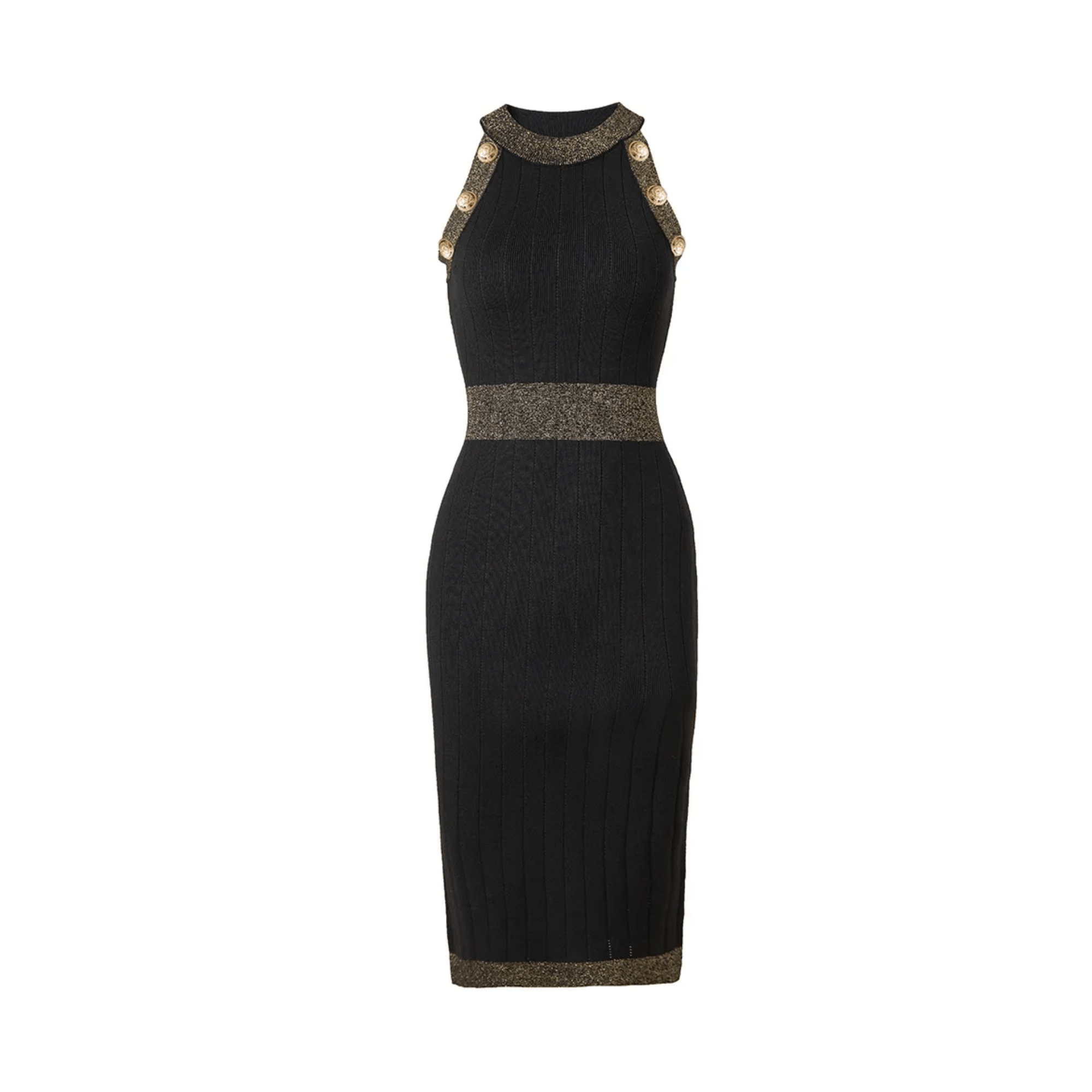 Glam Halterneck Sleeveless Knitted Dress - Kelly Obi New York