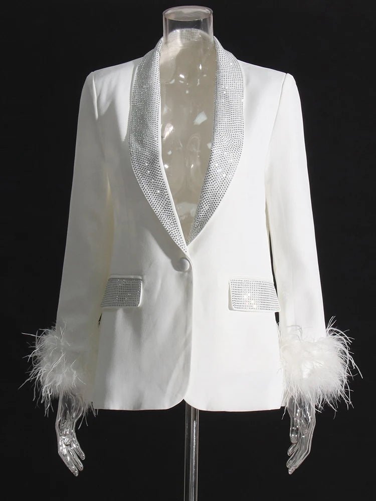 Glam Shawl Lapel Feathered Cuff Blazer - Kelly Obi New York