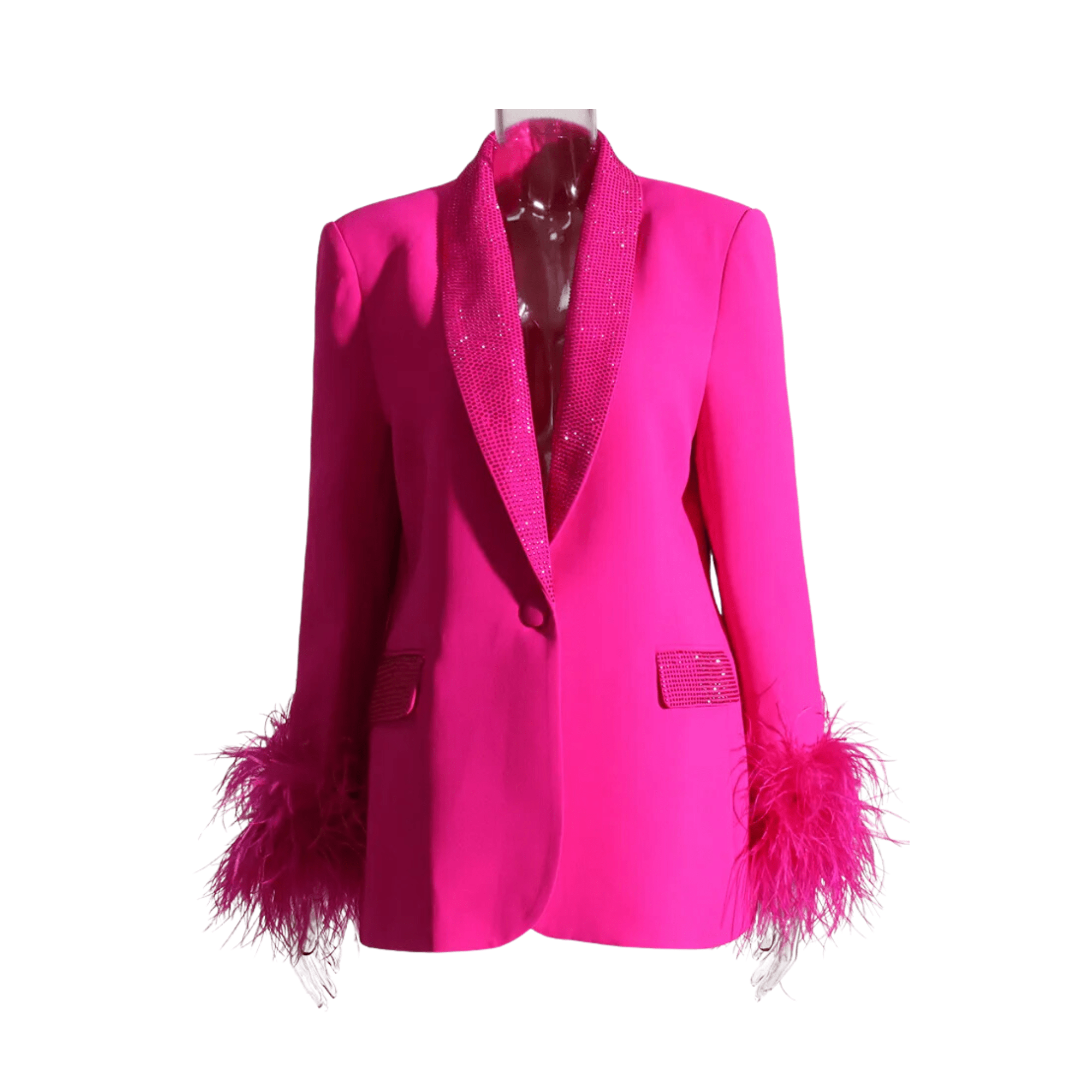 Glam Shawl Lapel Feathered Cuff Blazer - Kelly Obi New York