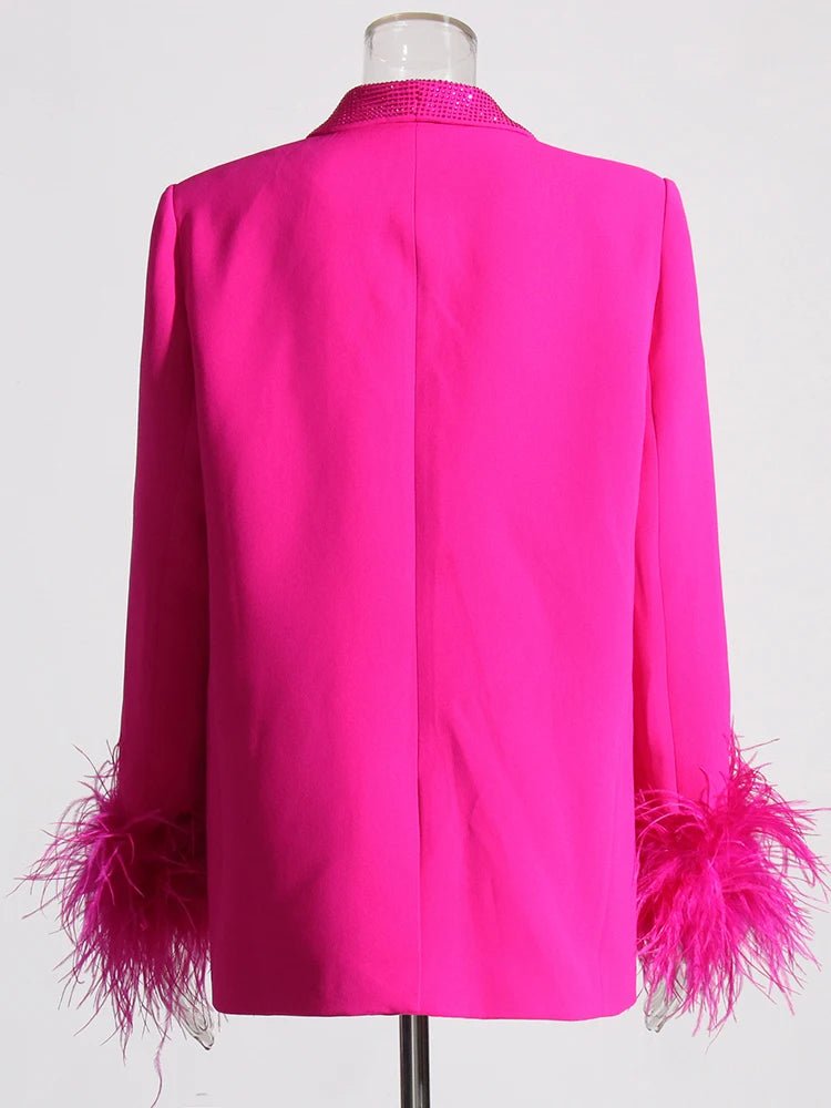 Glam Shawl Lapel Feathered Cuff Blazer - Kelly Obi New York