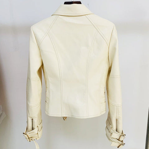 Gold Buttons Faux Leather Jacket - @phenomalnalkat - Kelly Obi New York