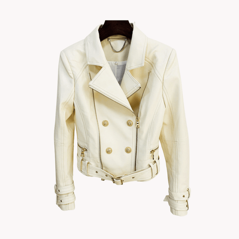 Gold Buttons Faux Leather Jacket - @phenomalnalkat - Kelly Obi New York