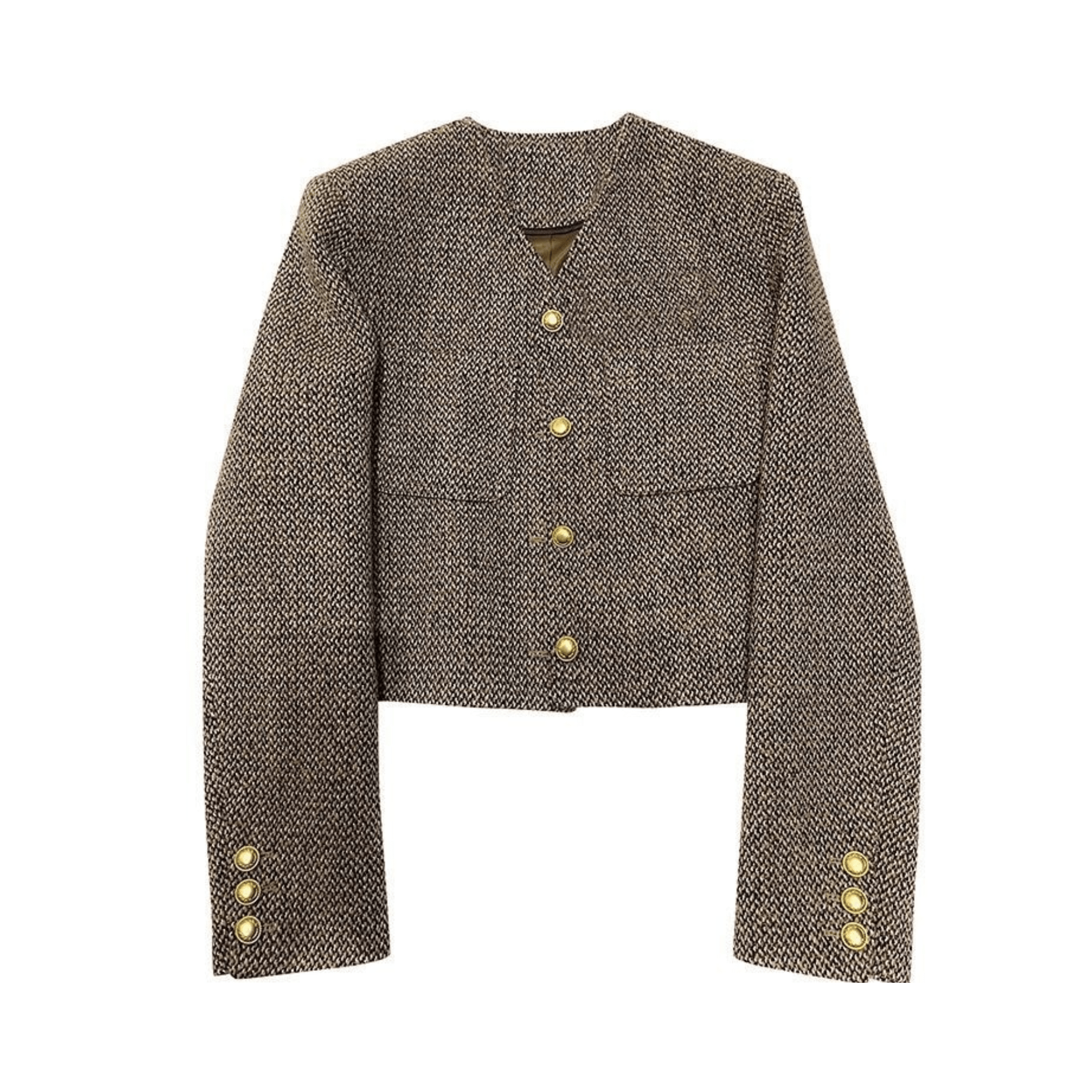 Gold Buttons Wool Short Blazer - Kelly Obi New York