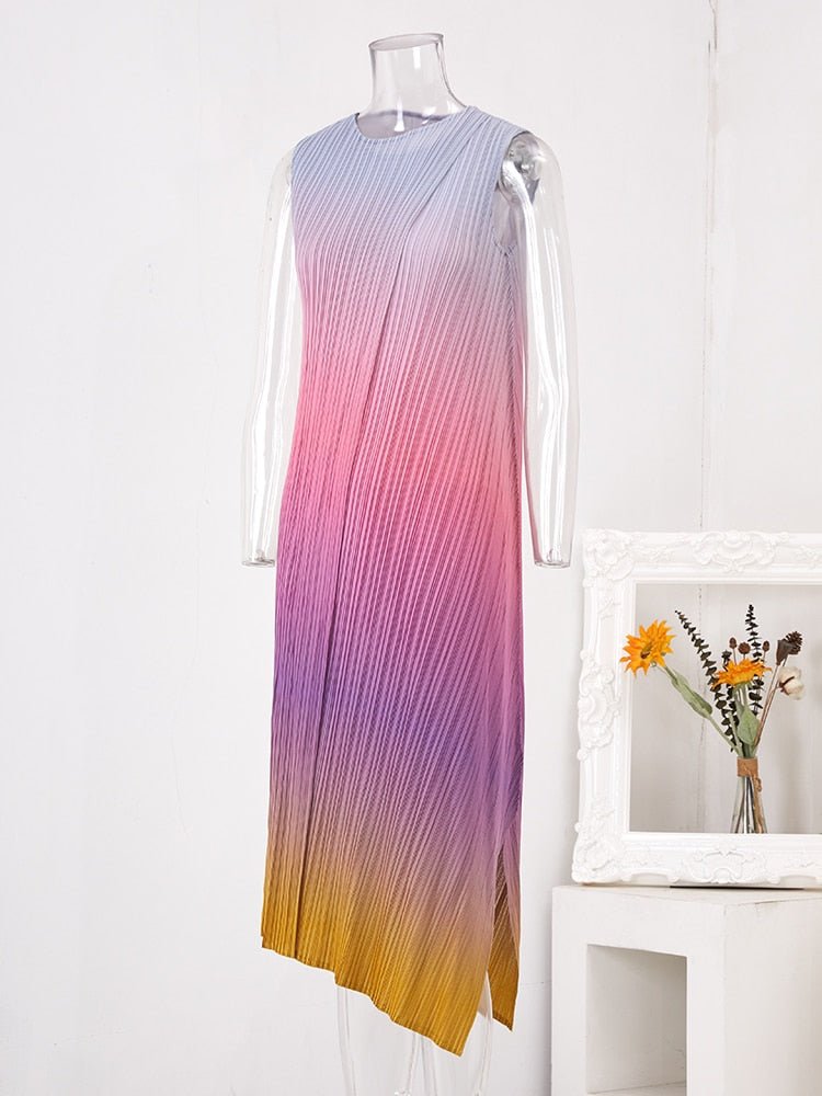 Gradient Pleated Dress - Kelly Obi New York